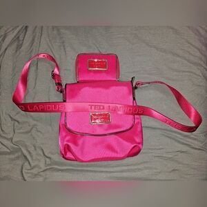 Ted Lapidus Fuchia Pink Crossbody Bag And Matching Wallet